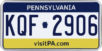 PA license plate KQF2906