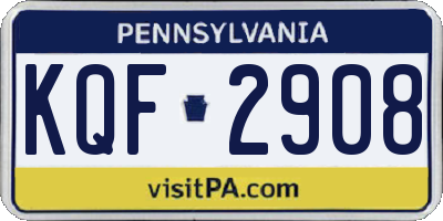 PA license plate KQF2908