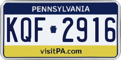 PA license plate KQF2916