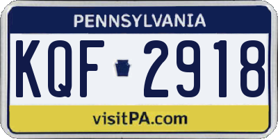 PA license plate KQF2918