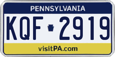 PA license plate KQF2919