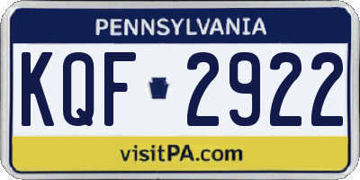 PA license plate KQF2922