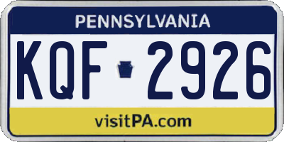 PA license plate KQF2926