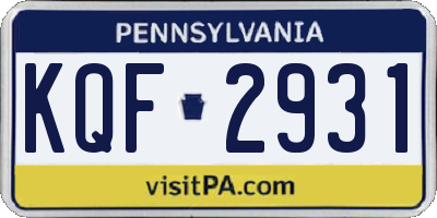 PA license plate KQF2931