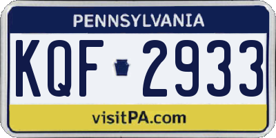 PA license plate KQF2933