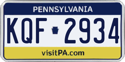 PA license plate KQF2934