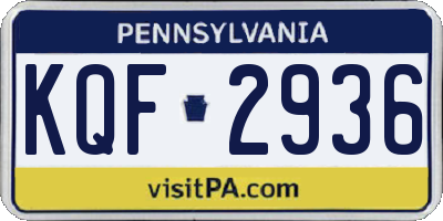 PA license plate KQF2936