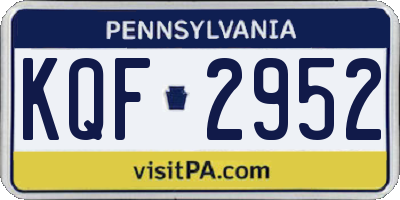 PA license plate KQF2952