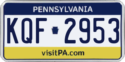 PA license plate KQF2953