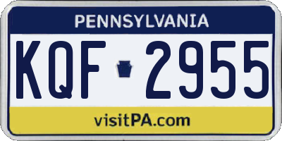 PA license plate KQF2955
