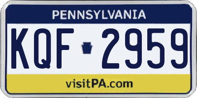 PA license plate KQF2959