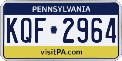 PA license plate KQF2964