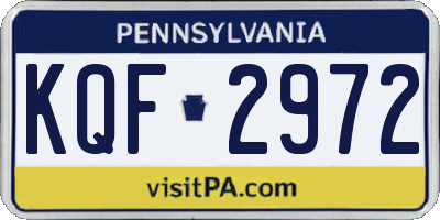 PA license plate KQF2972