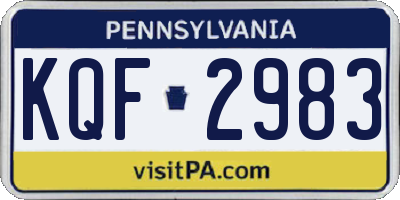 PA license plate KQF2983