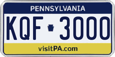 PA license plate KQF3000