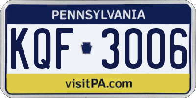 PA license plate KQF3006