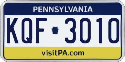PA license plate KQF3010