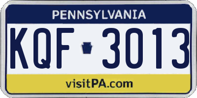 PA license plate KQF3013