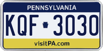 PA license plate KQF3030