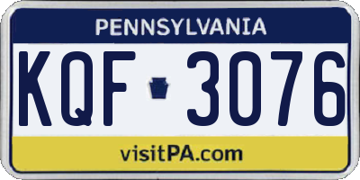 PA license plate KQF3076