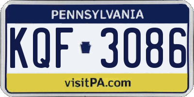 PA license plate KQF3086