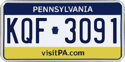 PA license plate KQF3091