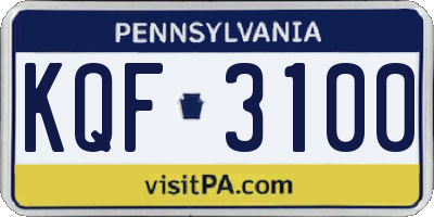 PA license plate KQF3100