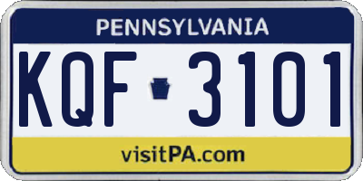 PA license plate KQF3101