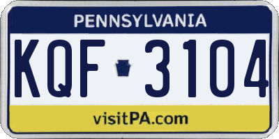 PA license plate KQF3104