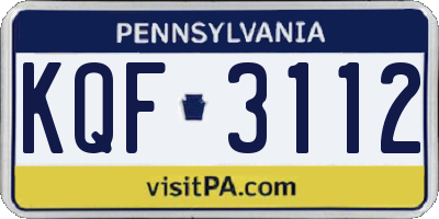 PA license plate KQF3112