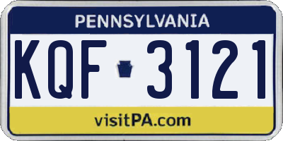 PA license plate KQF3121