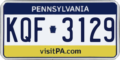 PA license plate KQF3129
