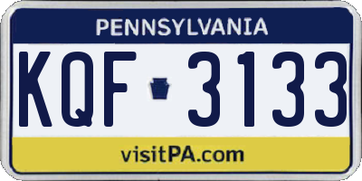PA license plate KQF3133