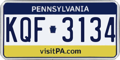 PA license plate KQF3134
