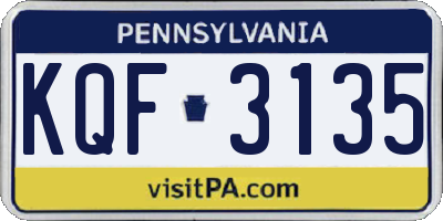 PA license plate KQF3135