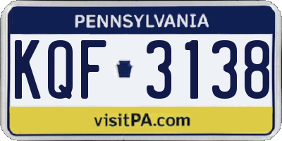 PA license plate KQF3138