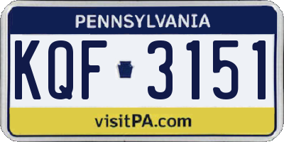 PA license plate KQF3151