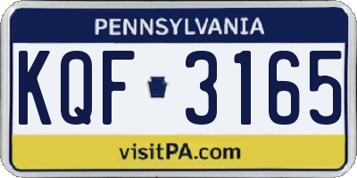 PA license plate KQF3165