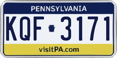 PA license plate KQF3171