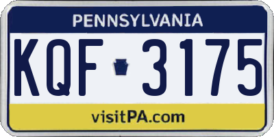 PA license plate KQF3175
