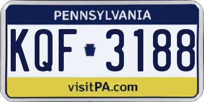 PA license plate KQF3188