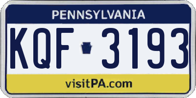 PA license plate KQF3193