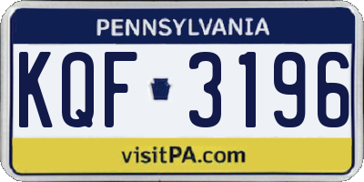 PA license plate KQF3196