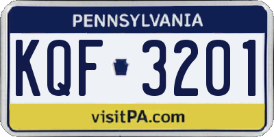 PA license plate KQF3201