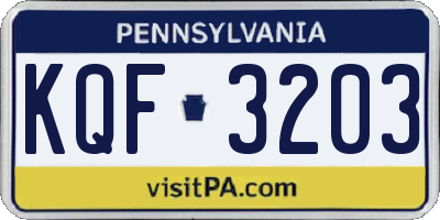 PA license plate KQF3203