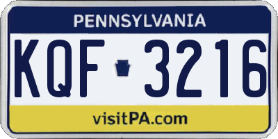 PA license plate KQF3216
