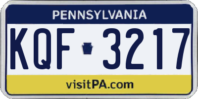 PA license plate KQF3217