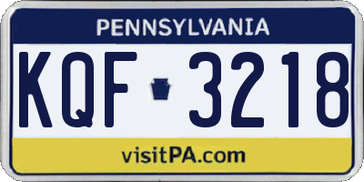 PA license plate KQF3218