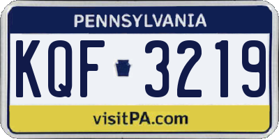 PA license plate KQF3219