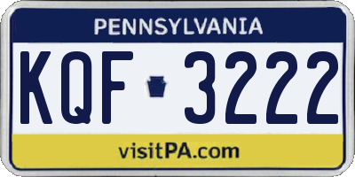 PA license plate KQF3222